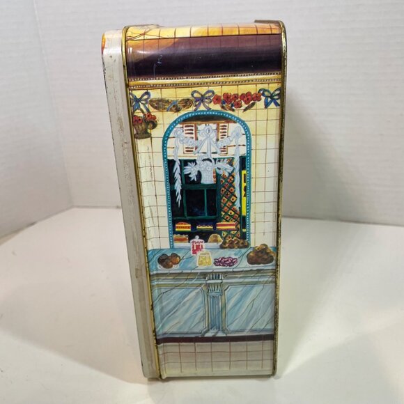 Vintage Destrooper Belgium Biscuit Tin With Charming Bakery Scene Artwork  16 Oz - Picture 8 of 14